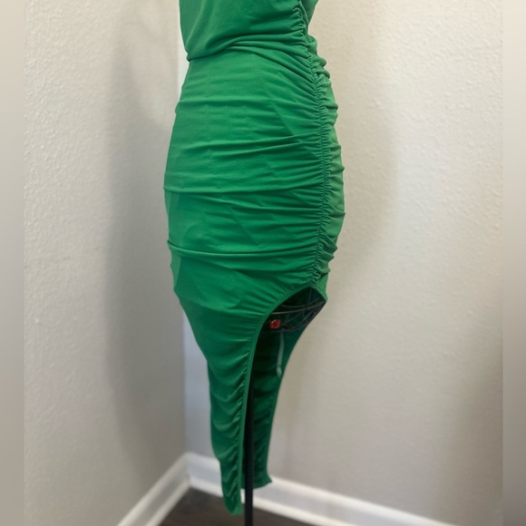 Papermoon Green Ruched Asymmetrical Cocktail Dress - Picture 4 of 6